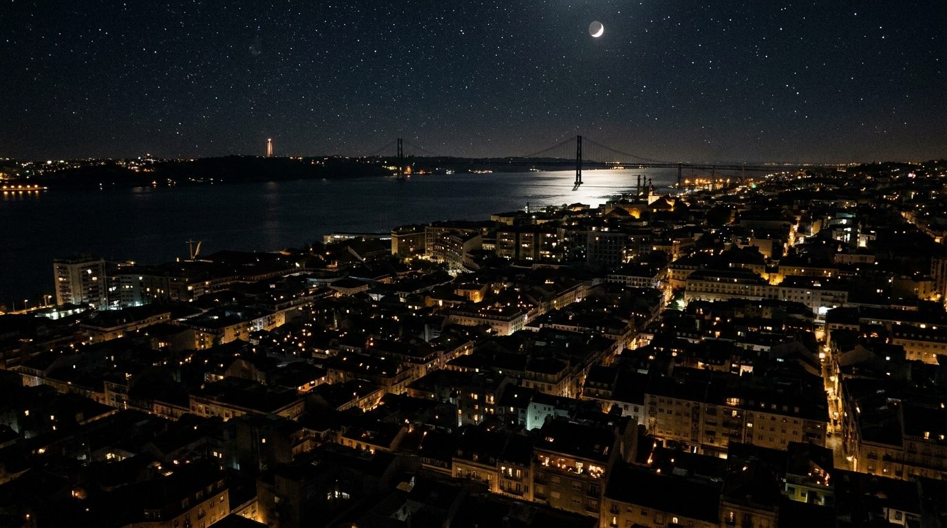 Lisboa à noite durante um apagão prolongado